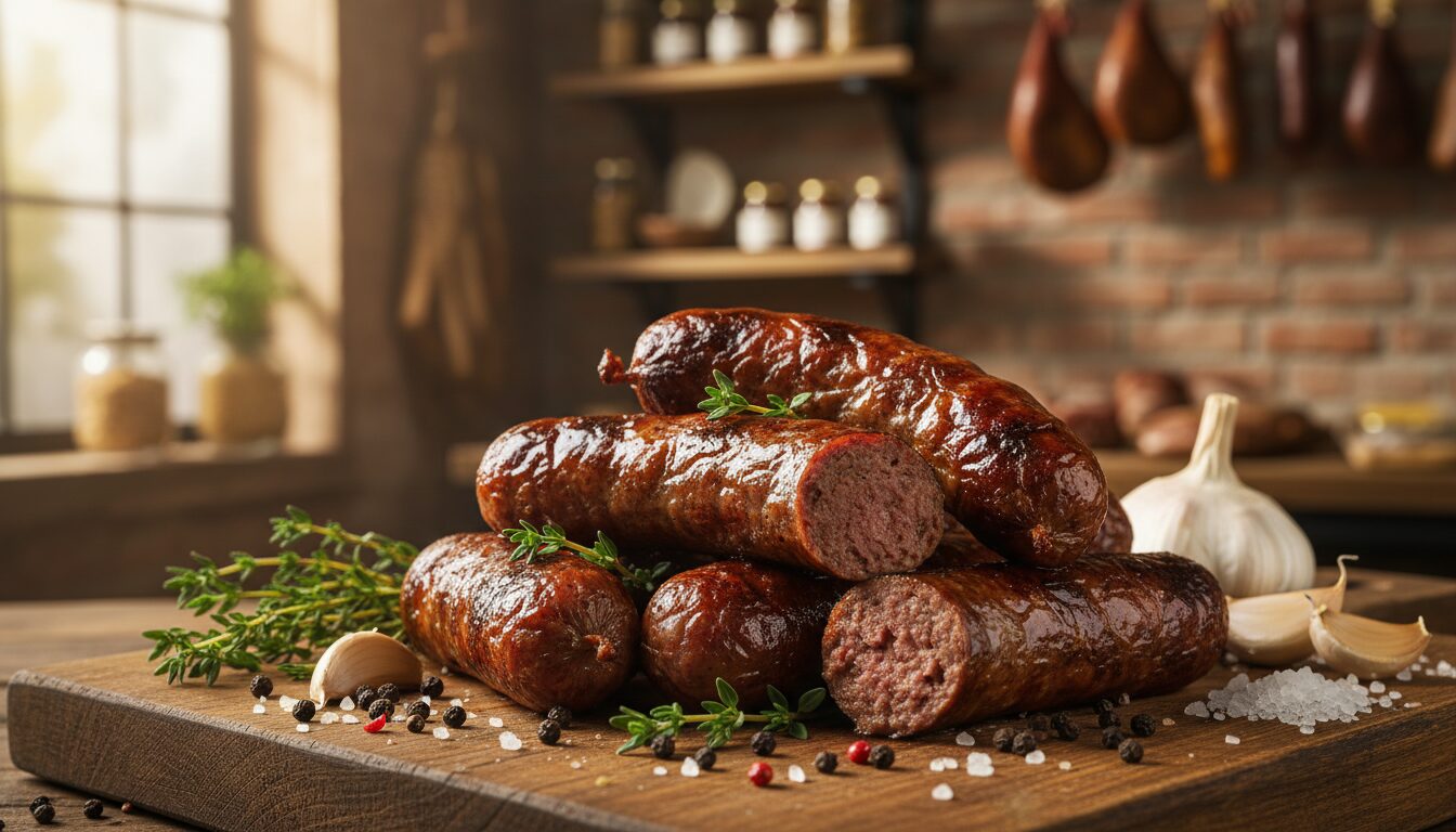 savourez la richesse authentique de la saucisse de bœuf artisanale, une expérience gustative unique alliant tradition et qualité.
