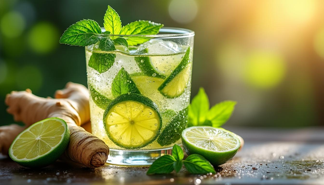découvrez une recette de cocktail sans alcool alliant la fraîcheur du citron vert, le piquant du gingembre et la douceur de la menthe pour une boisson rafraîchissante et saine.