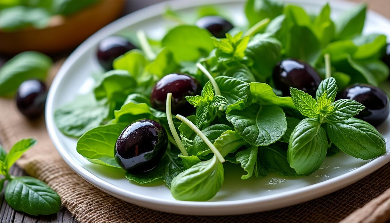 découvrez notre délicieuse salade de feuilles vertes fraîches, parfaite pour une repas sain et plein de saveurs naturelles.