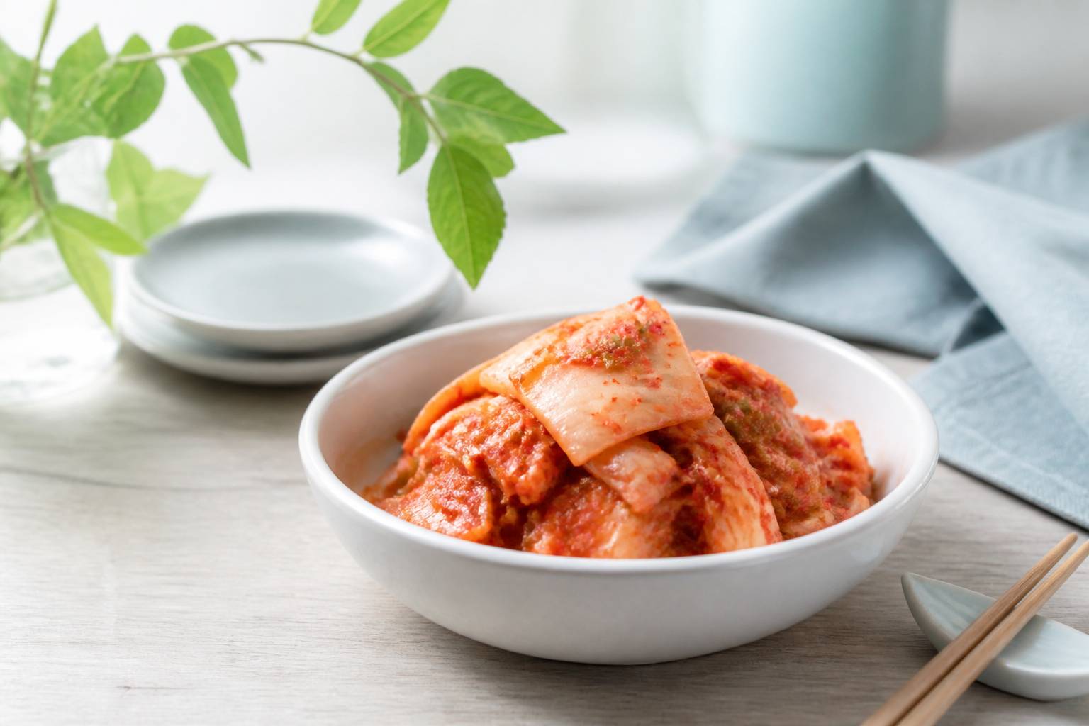 Bol de kimchi fraichement prepare choux fermente aux epices coreennes rouges