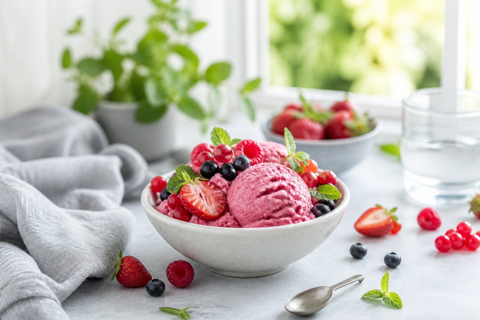 Bol de nice cream aux fruits rouges frais - dessert glace sain