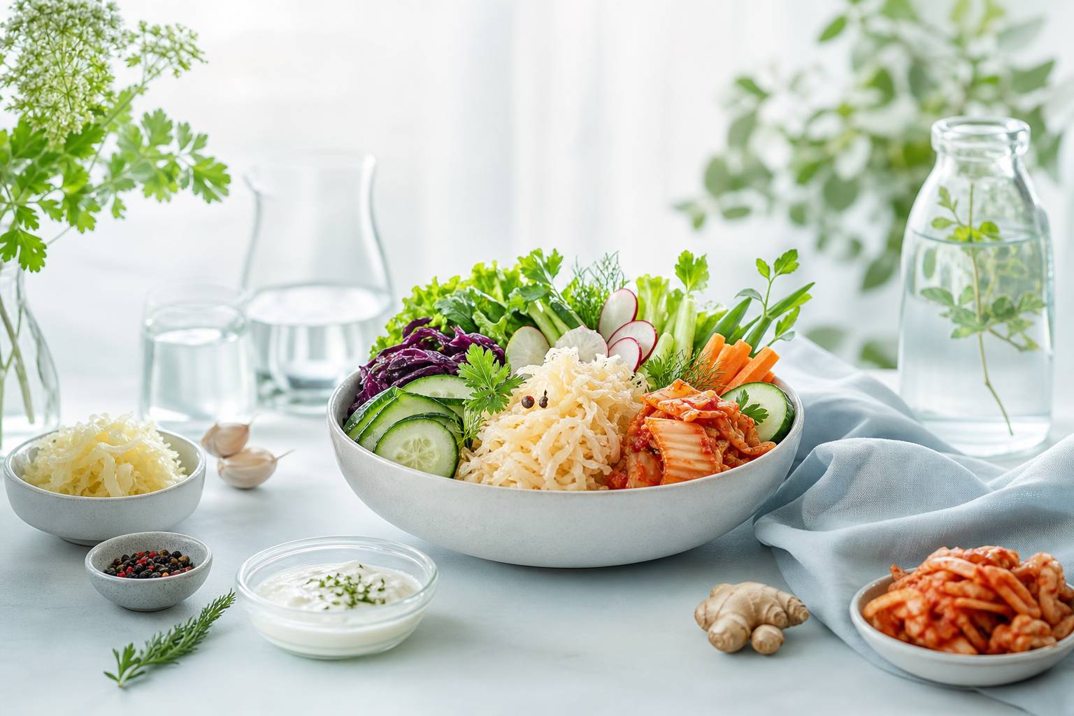 Bol d aliments fermentes pour l equilibre du microbiote intestinal