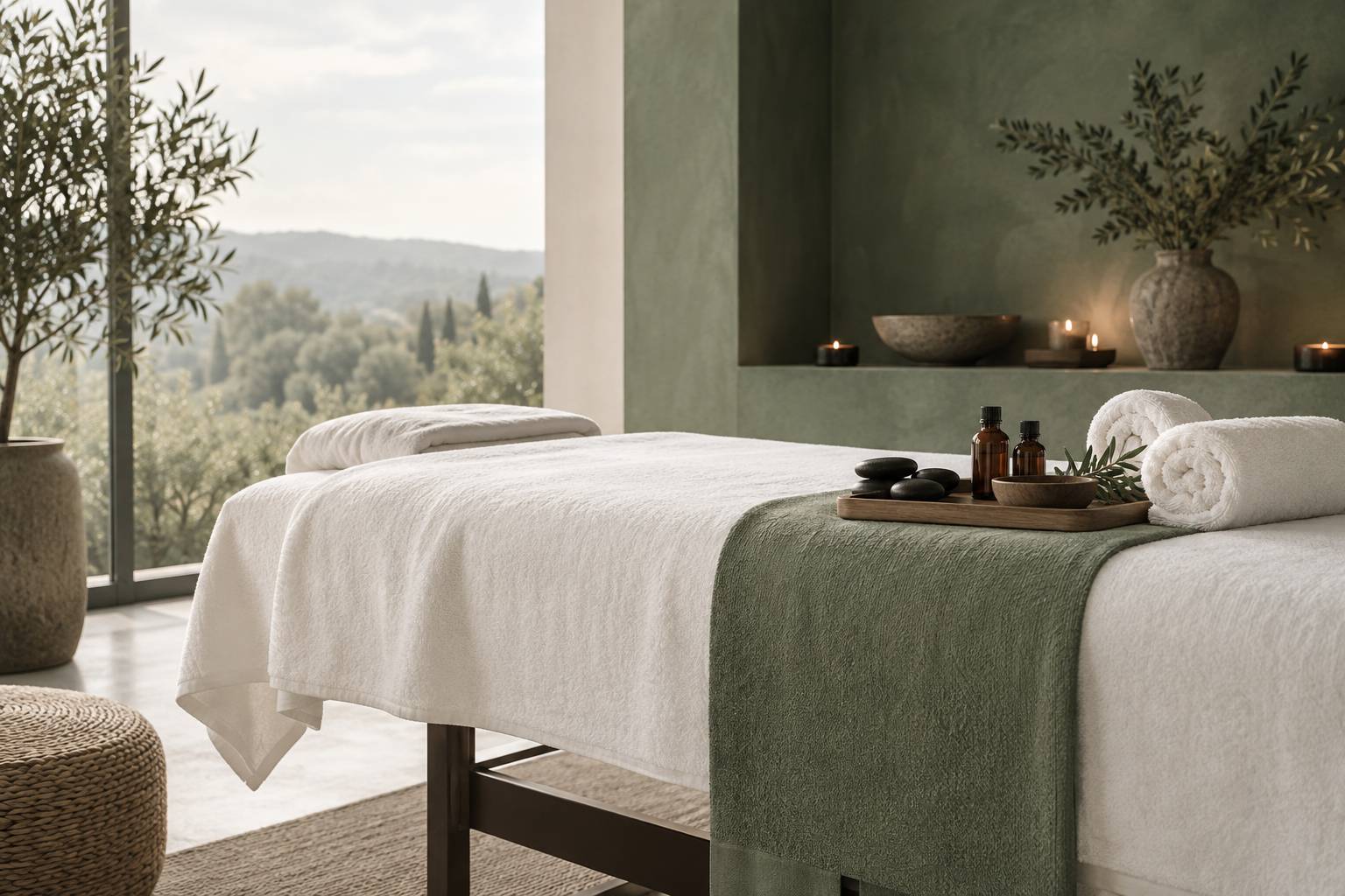 Flacons ambrés d'huiles essentielles avec fleurs de camomille pour massage apaisant